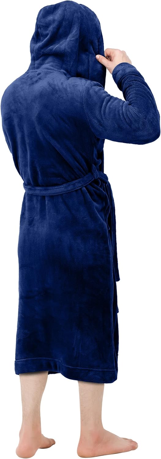 Detailed shot of fleece bathrobe hood and neck collar