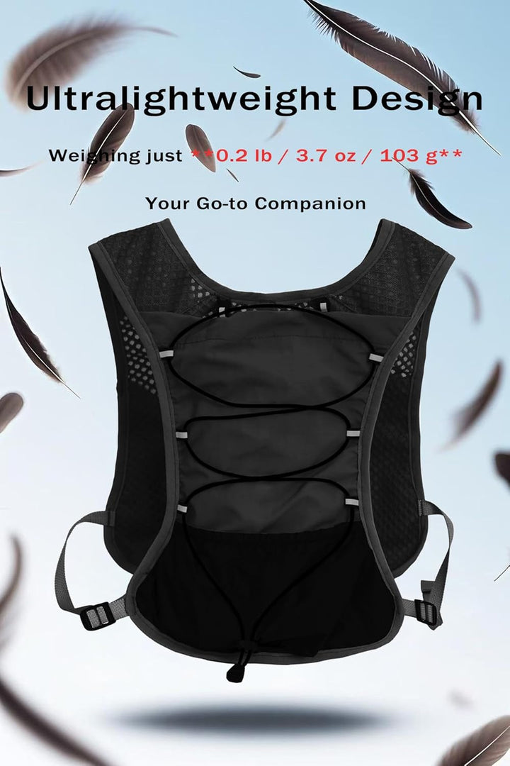 Ergonomic shoulder harness on ultra-light running hydration backpack