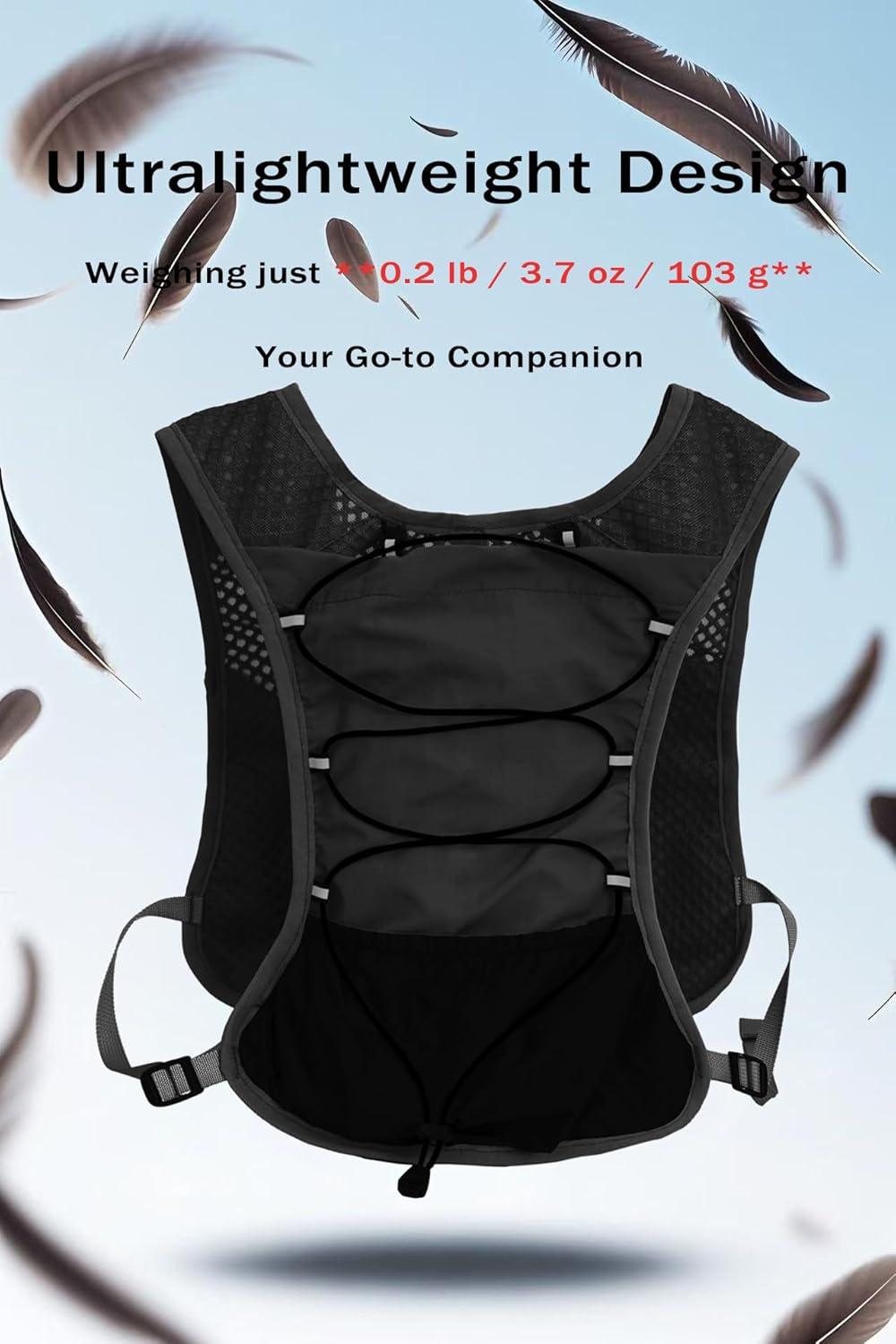 Wide opening of water reservoir included with hydration running vest