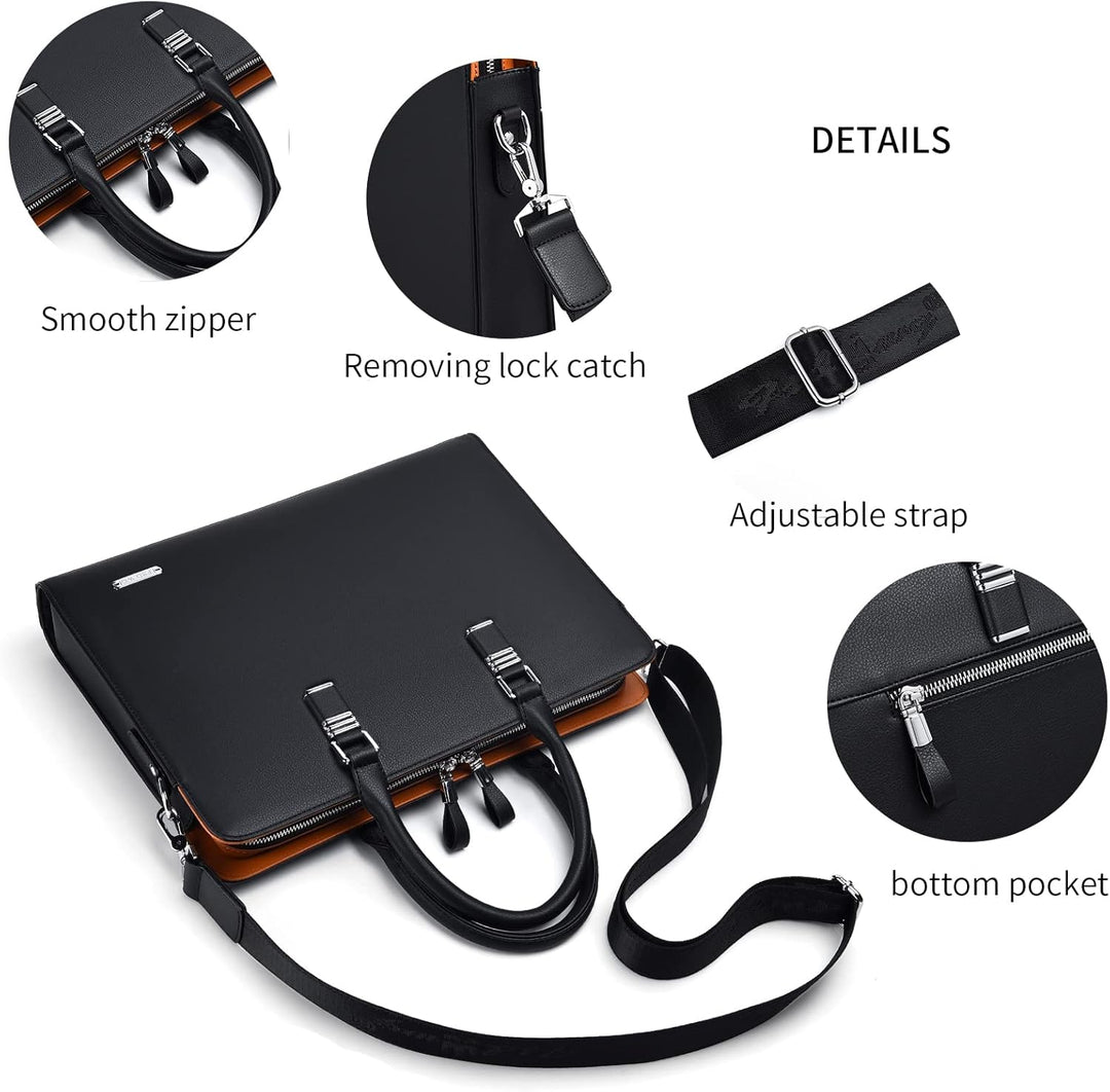Executive leather work bag with front pockets