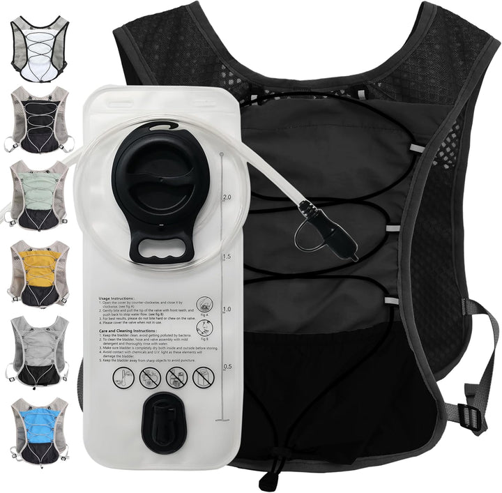 Reflective safety details on ultra-light marathon hydration running vest