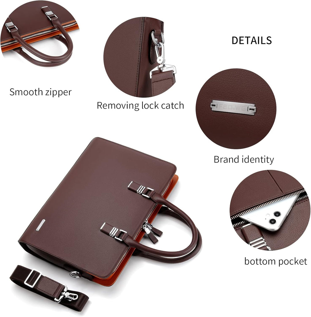 Mens professional work bag featuring metal hardware