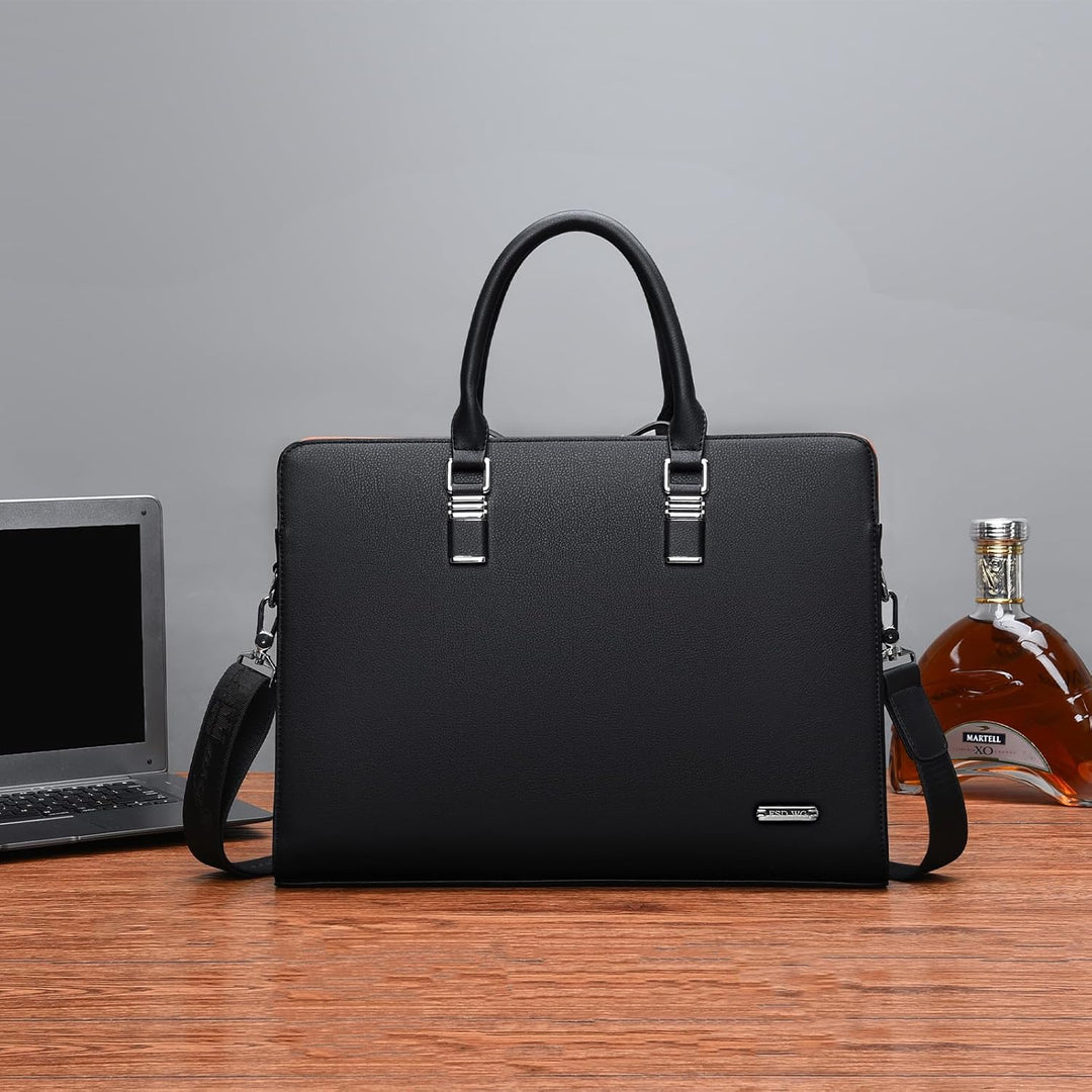 Black executive laptop briefcase with comfortable top handles