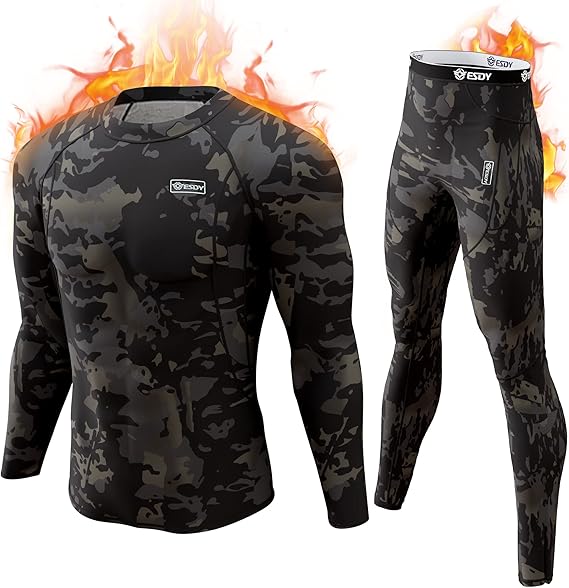 Cold weather clothing thermal wear being packed into a backpack