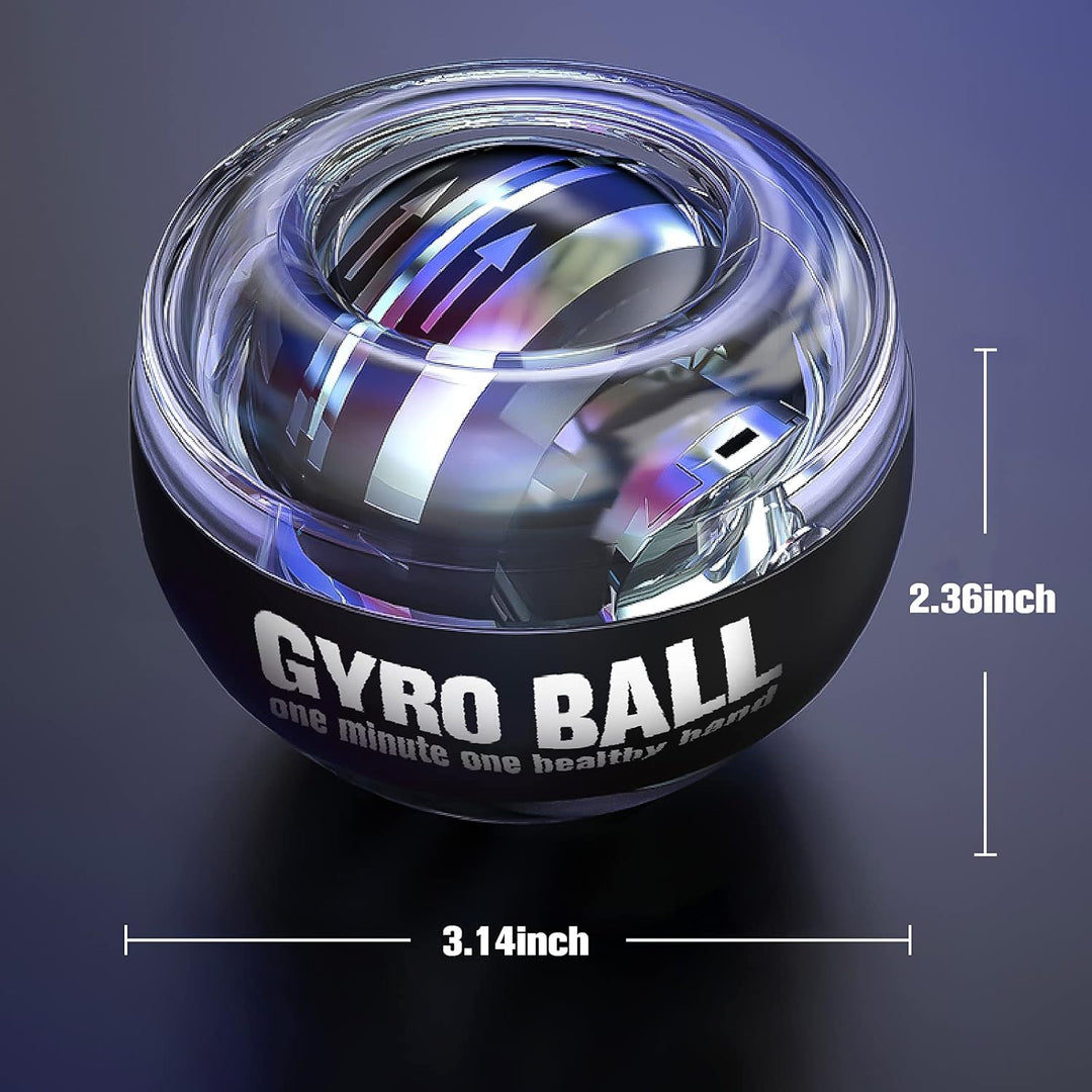 GyroPower wrist exerciser showing internal gyroscopic rotor for forearm strength workout