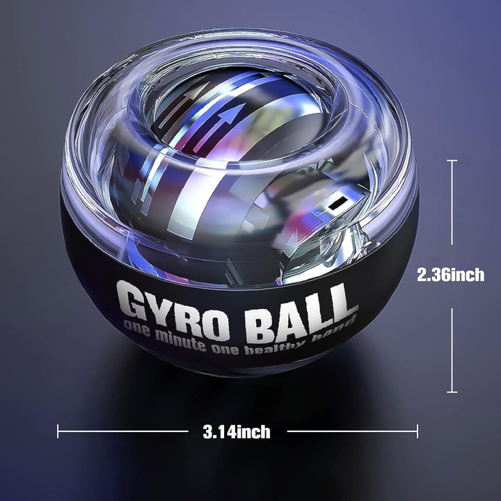 GyroPower wrist exerciser showing internal gyroscopic rotor for forearm strength workout
