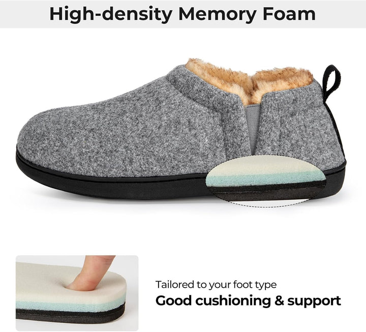 Mens casual indoor shoes with cushioned footbed and cozy upper