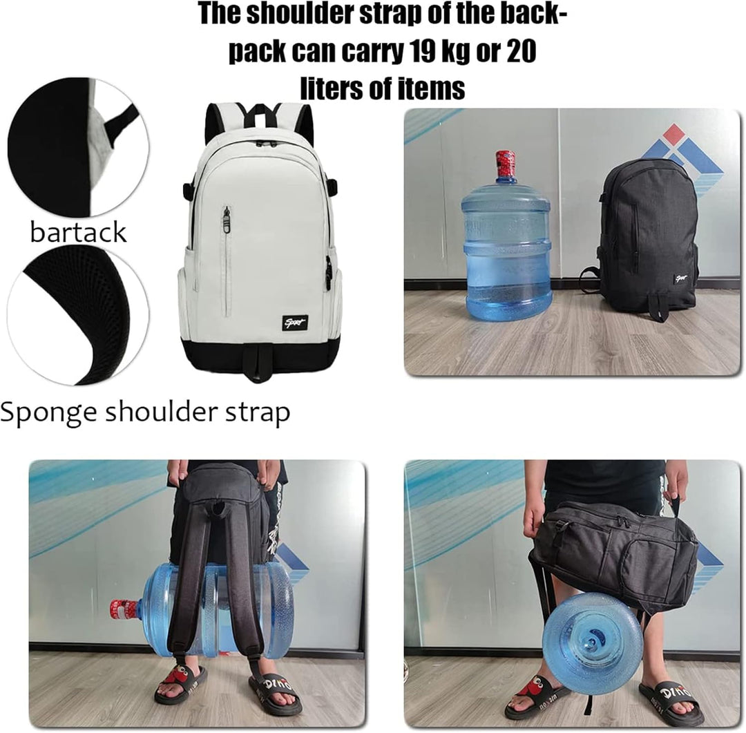 Unisex work backpack top view highlighting sturdy carry handle and zipper details