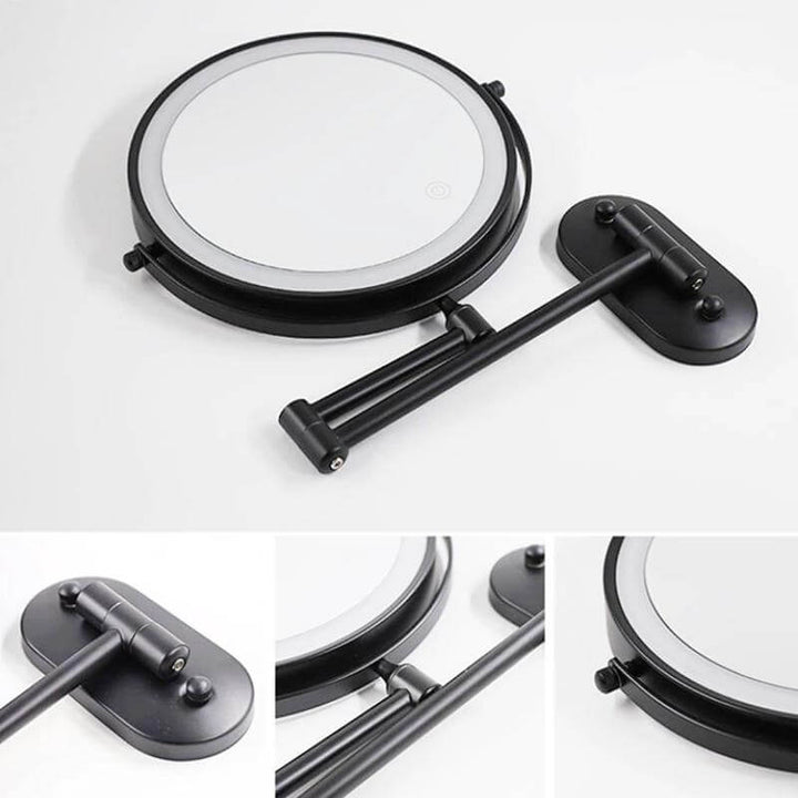 LED magnifying mirror USB charging cable connected for power recharge