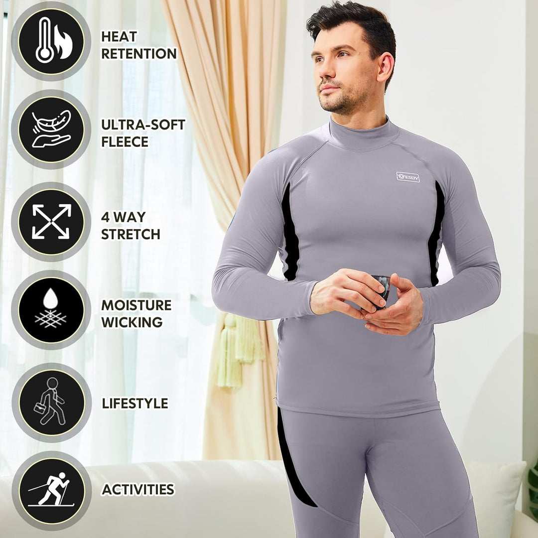 Base layer set top and bottom showing breathable fabric texture