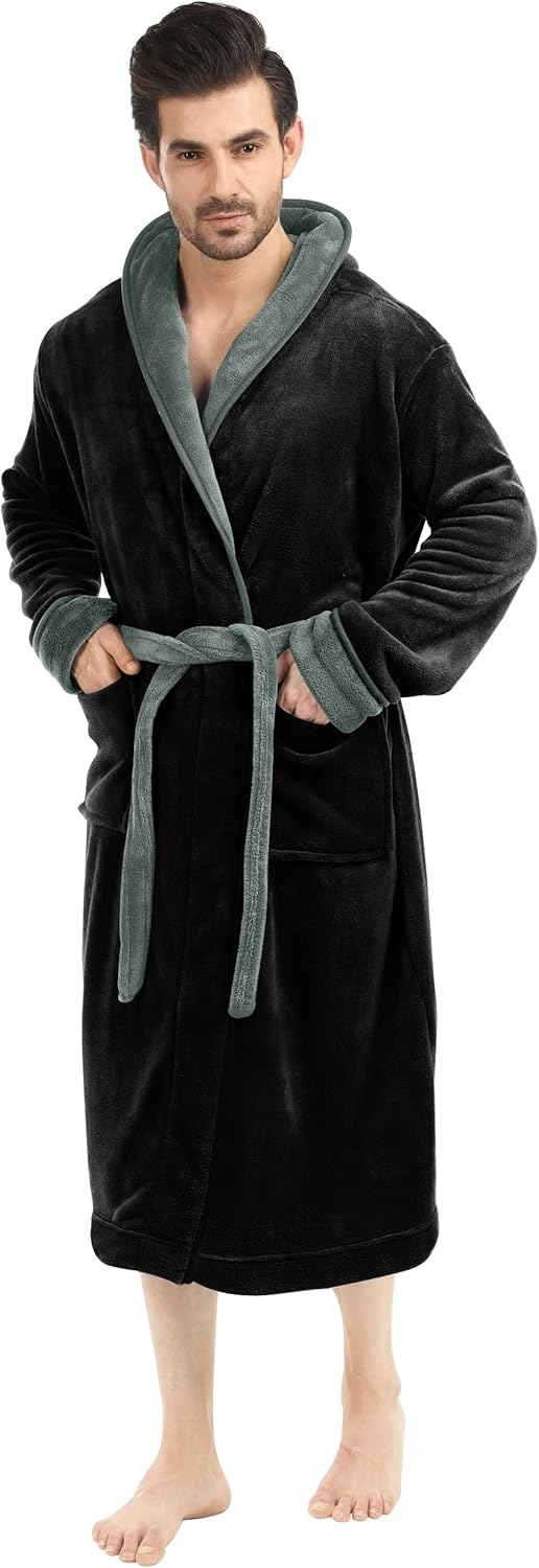 Relaxed luxury mens sleepwear hooded bath robe
