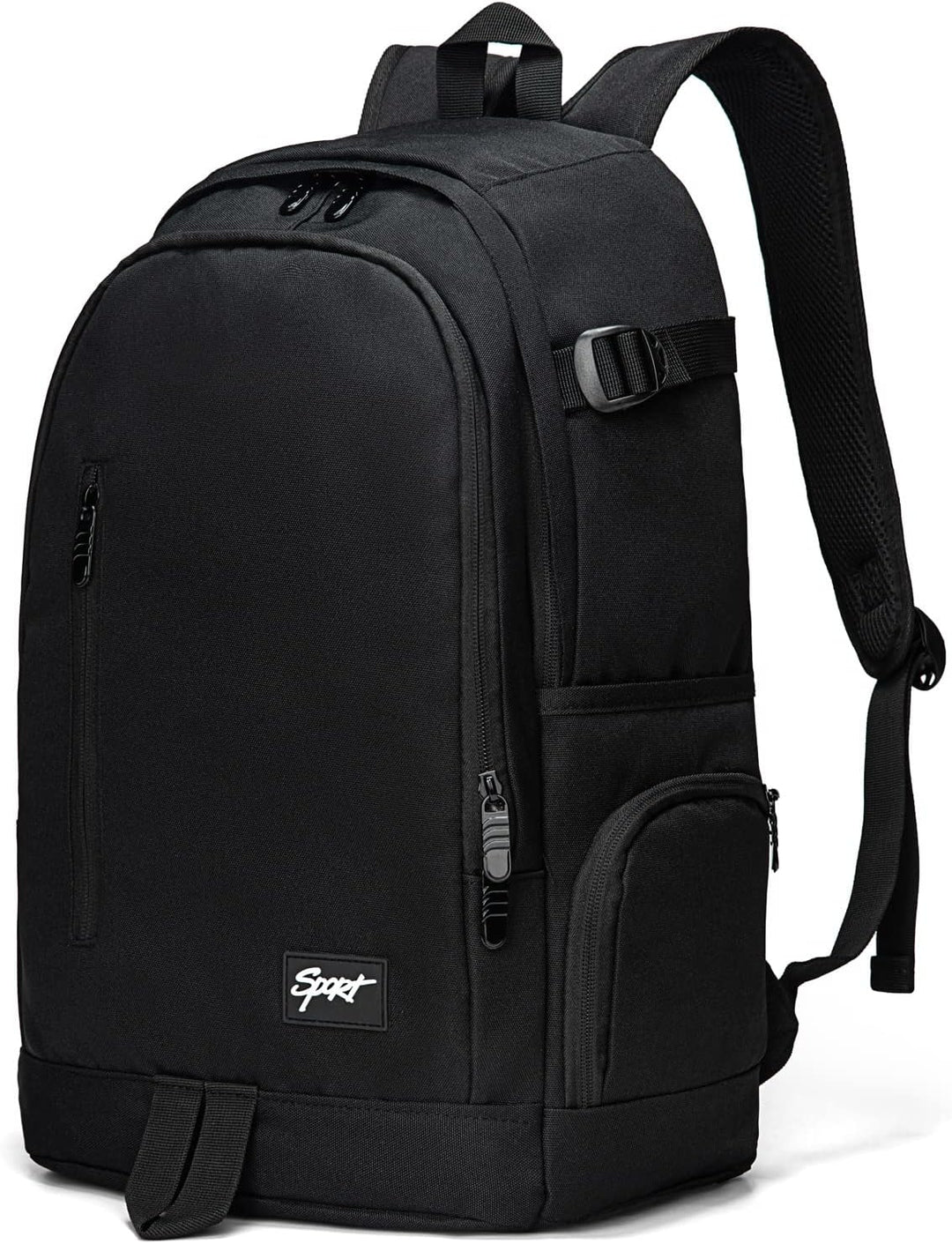 Close up of water resistant fabric and durable zipper pullers on slim backpack