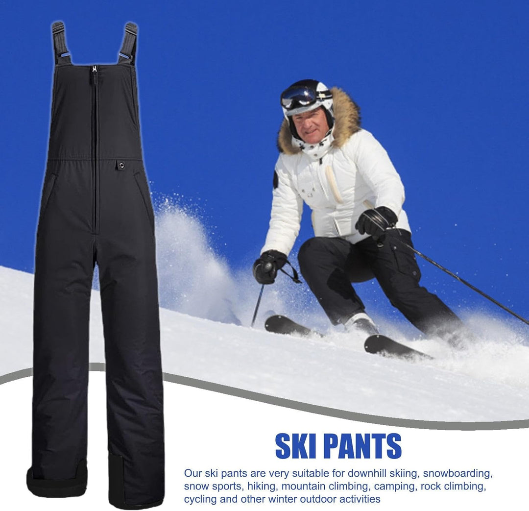 Waterproof insulated snowboard dungarees back view showing adjustable straps