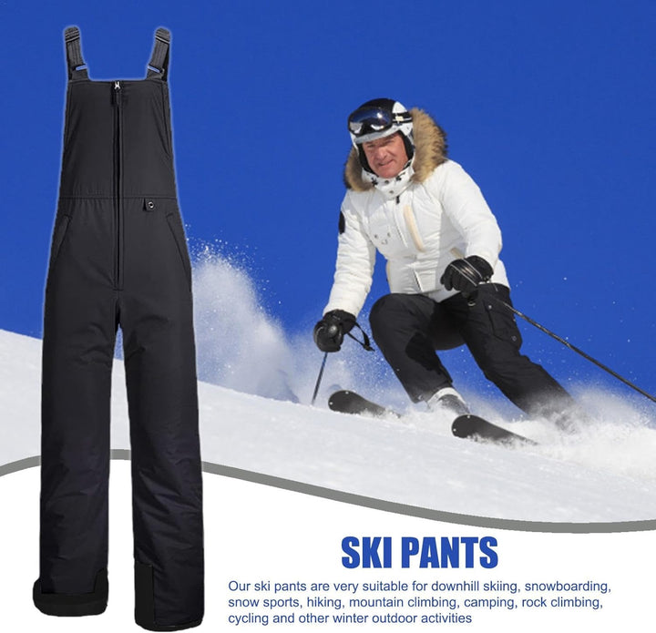 Waterproof insulated snowboard dungarees back view showing adjustable straps