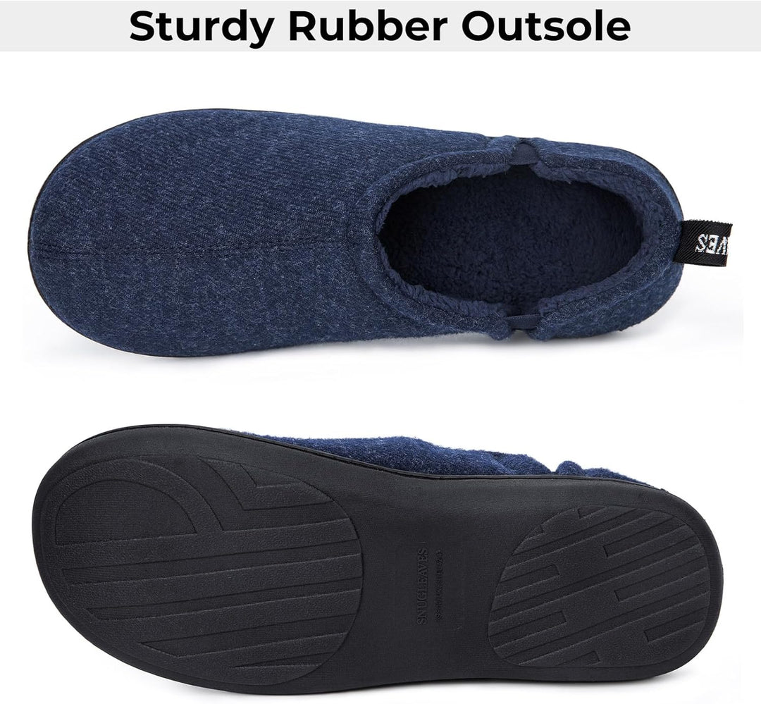 Mens warm winter indoor slippers with cozy plush lining and memory foam