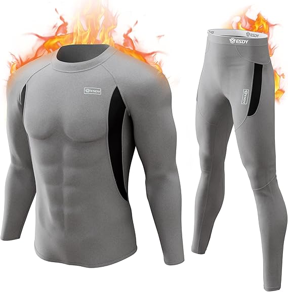 Mens thermal underwear set promotional flat lay arrangement