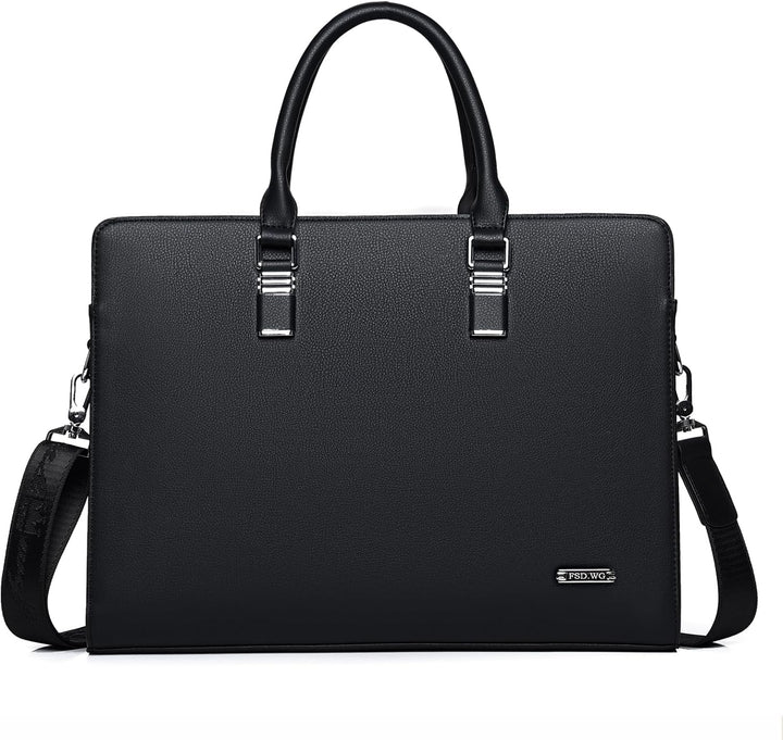 Mens genuine leather business briefcase front view