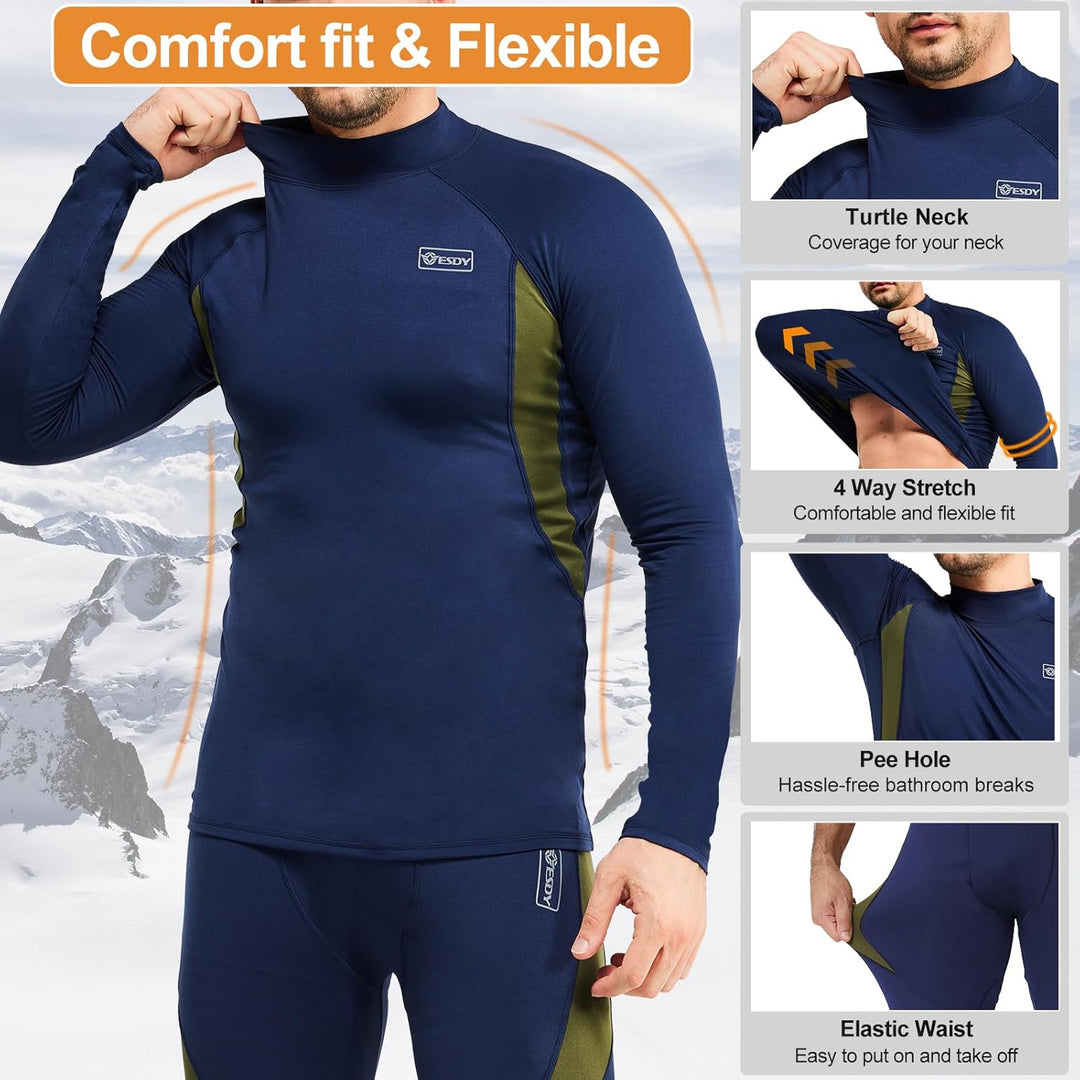 Base layer set leggings back view for winter sports
