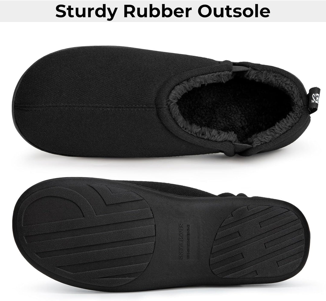Mens stylish house footwear with plush collar and durable grip