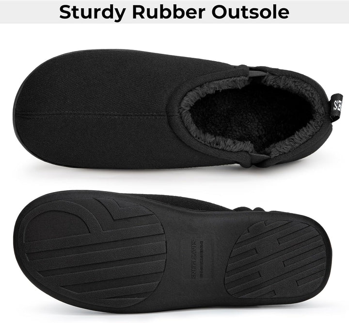 Mens stylish house footwear with plush collar and durable grip