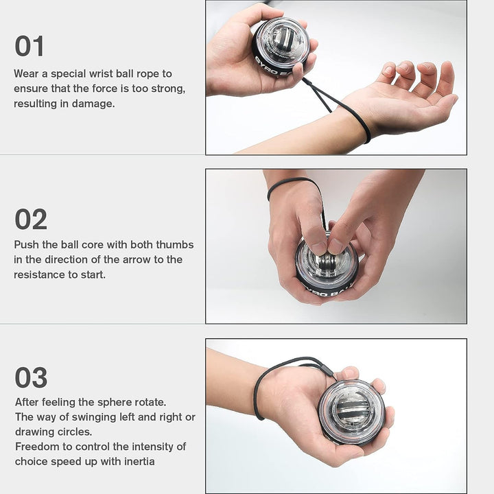 Step-by-step guide showing how to activate the self-starting wrist ball