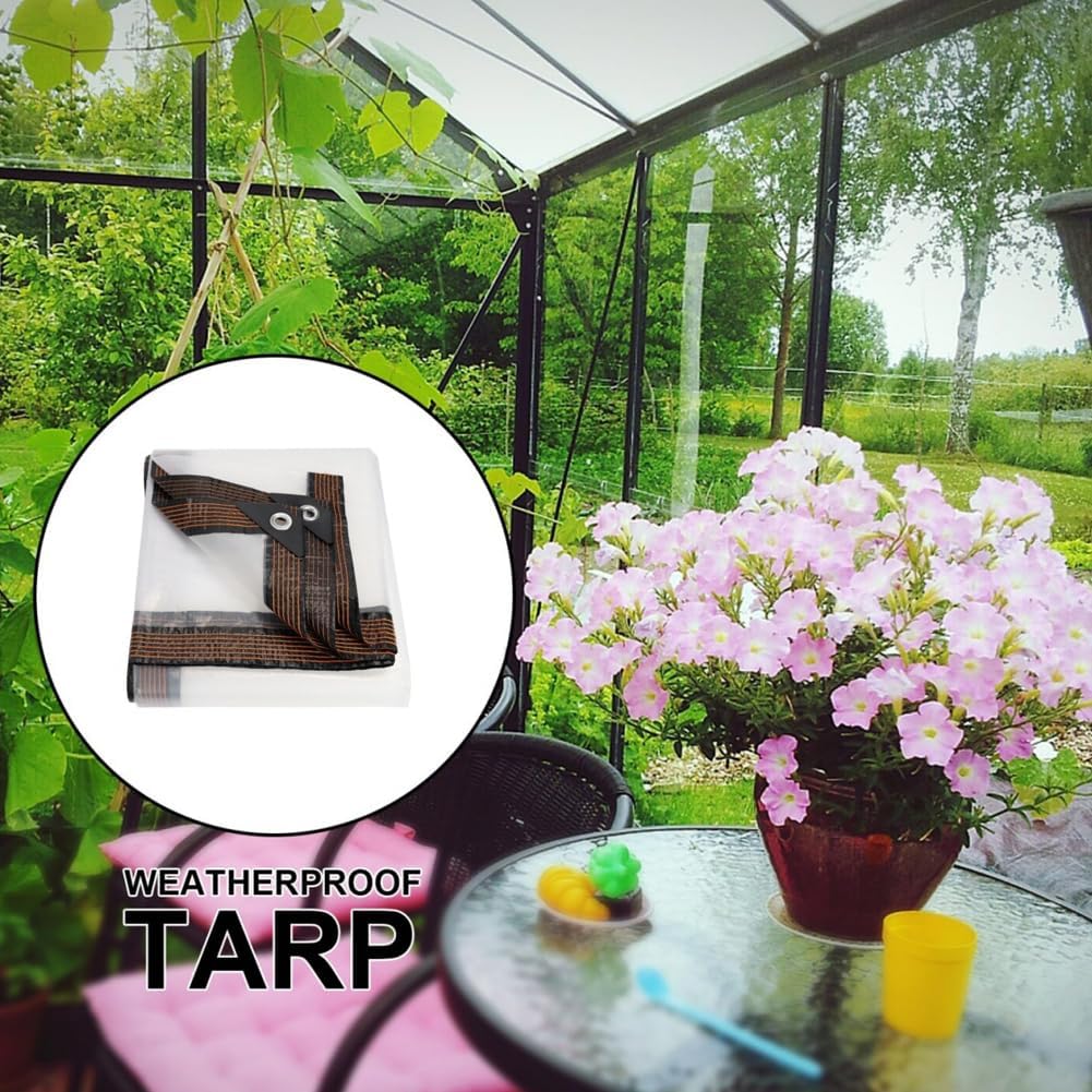 Clear rainproof tarp providing reliable shelter for balcony and patio furniture