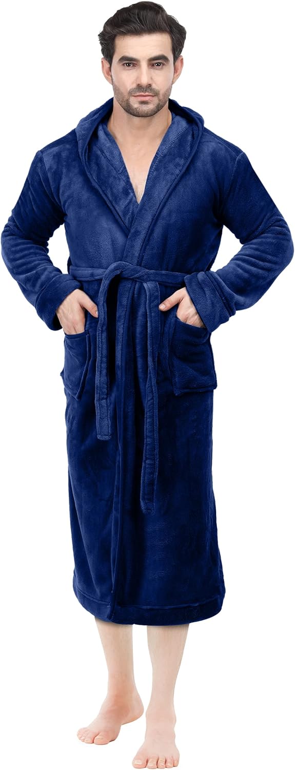 Mens hooded bathrobe sleeve cuff and stitching detail