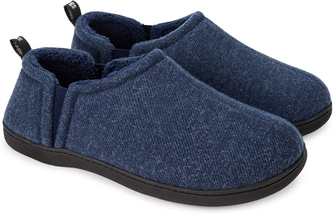 Men's cozy winter slippers in dark grey view from side