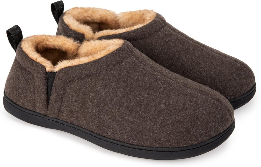 Mens memory foam indoor slippers in a classic solid color design