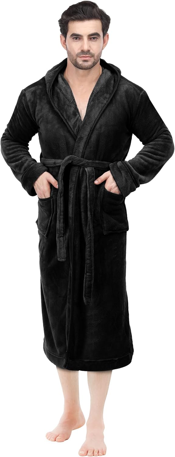 Ultimate comfort mens sleepwear hooded bathrobe