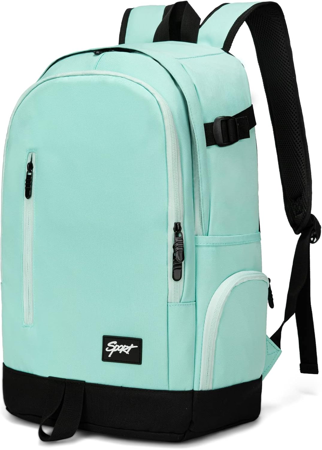 Green slim travel and work laptop backpack with organizer pockets