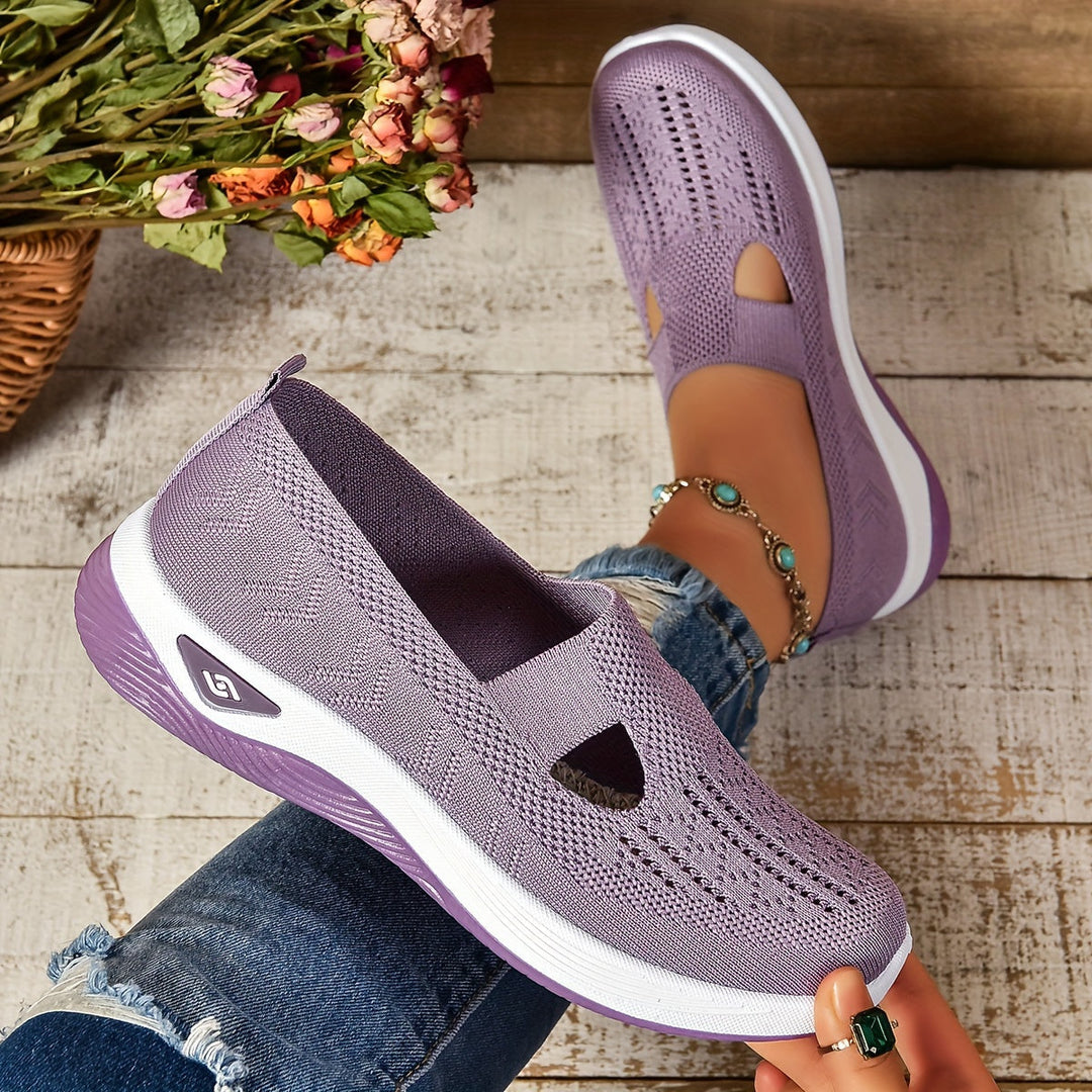 Rear view of therapeutic slip-on shoes for women highlighting heel stability