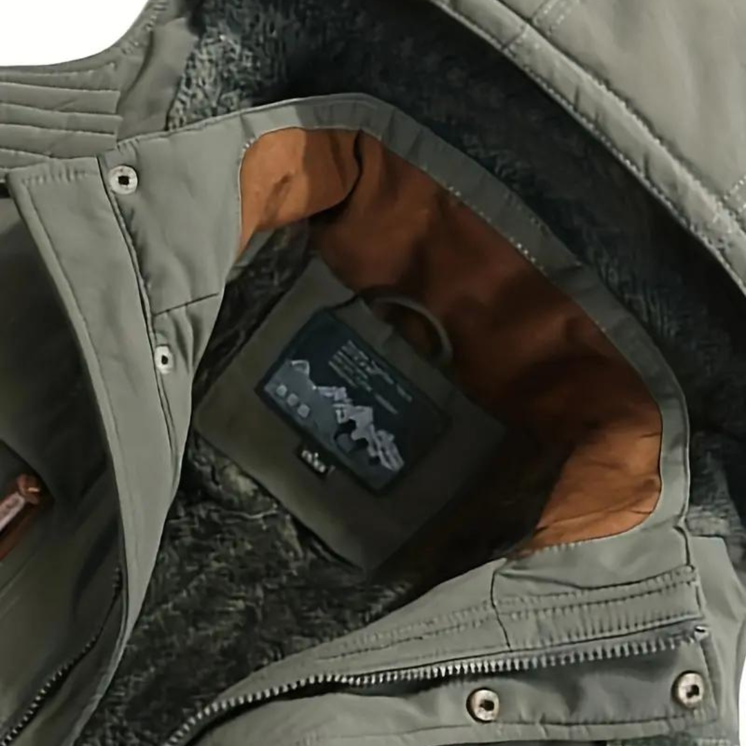 Mens hooded jacket interior fleece lining for cold weather outdoor activities