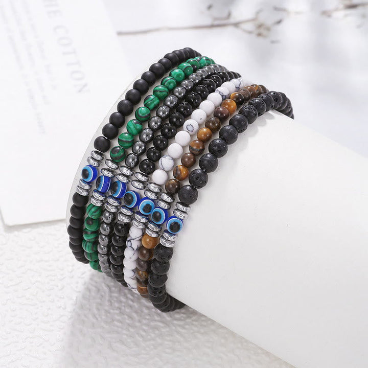 Handmade natural stone jewelry, stylish mens evil eye bracelet