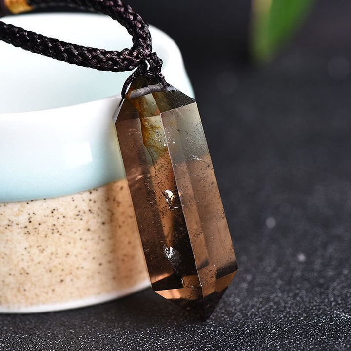 Unique natural gemstone necklace showing distinct mineral inclusions