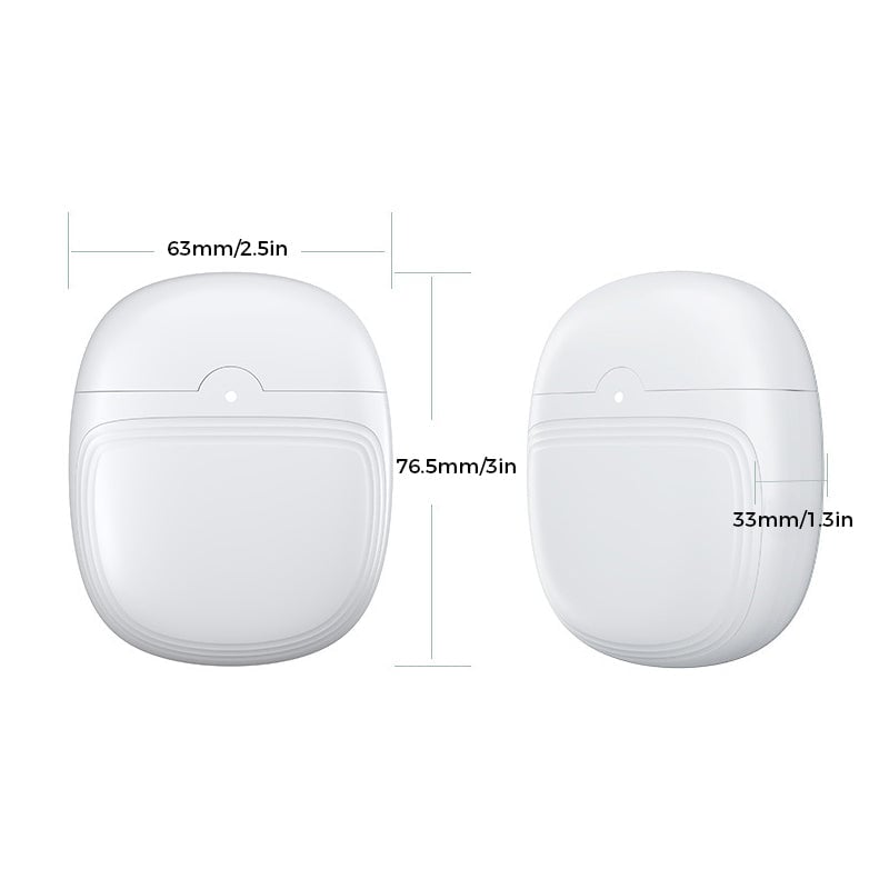 Electric nail clipper dimensions diagram showing 63 mm, 76.5 mm, and 33 mm