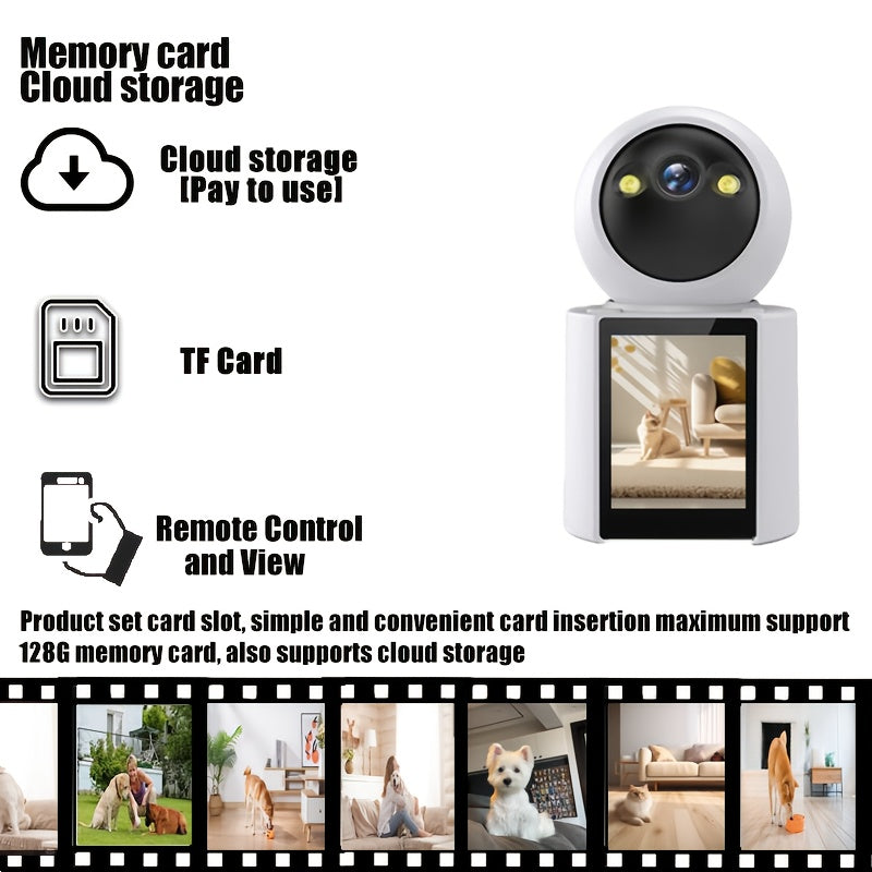 Smart pet camera interface illustration highlighting mobile app control features
