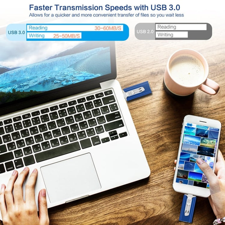 Pocket-sized file transfer accessory resting on a clean wooden desk surface ready for office use