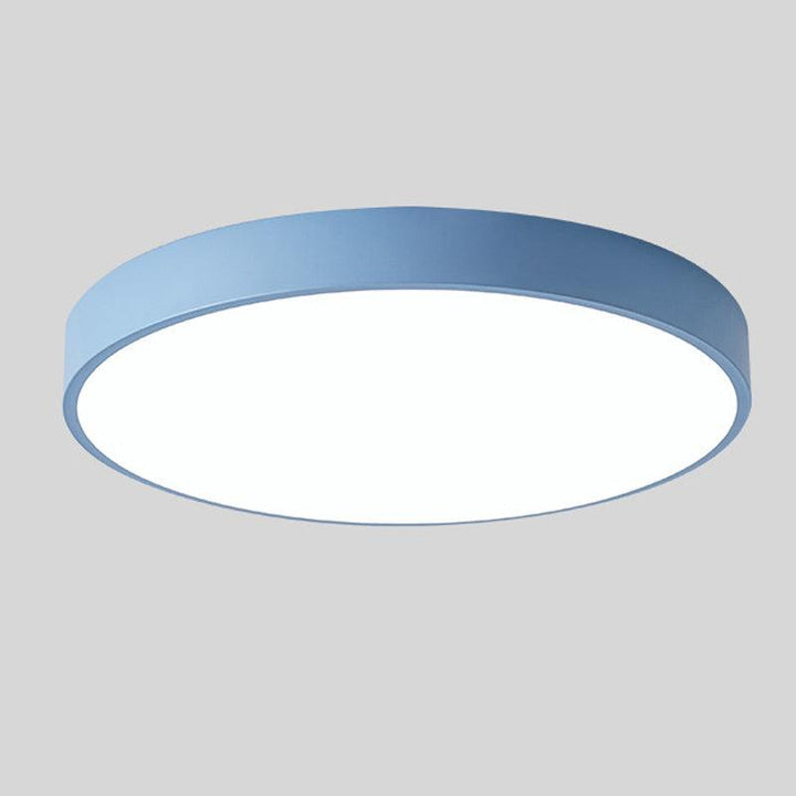 Side profile of slim wooden ceiling lamp showing flush mount design