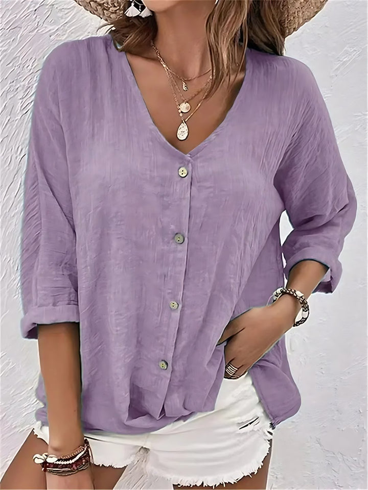 Womens breezy day V-neck blouse in casual summer style