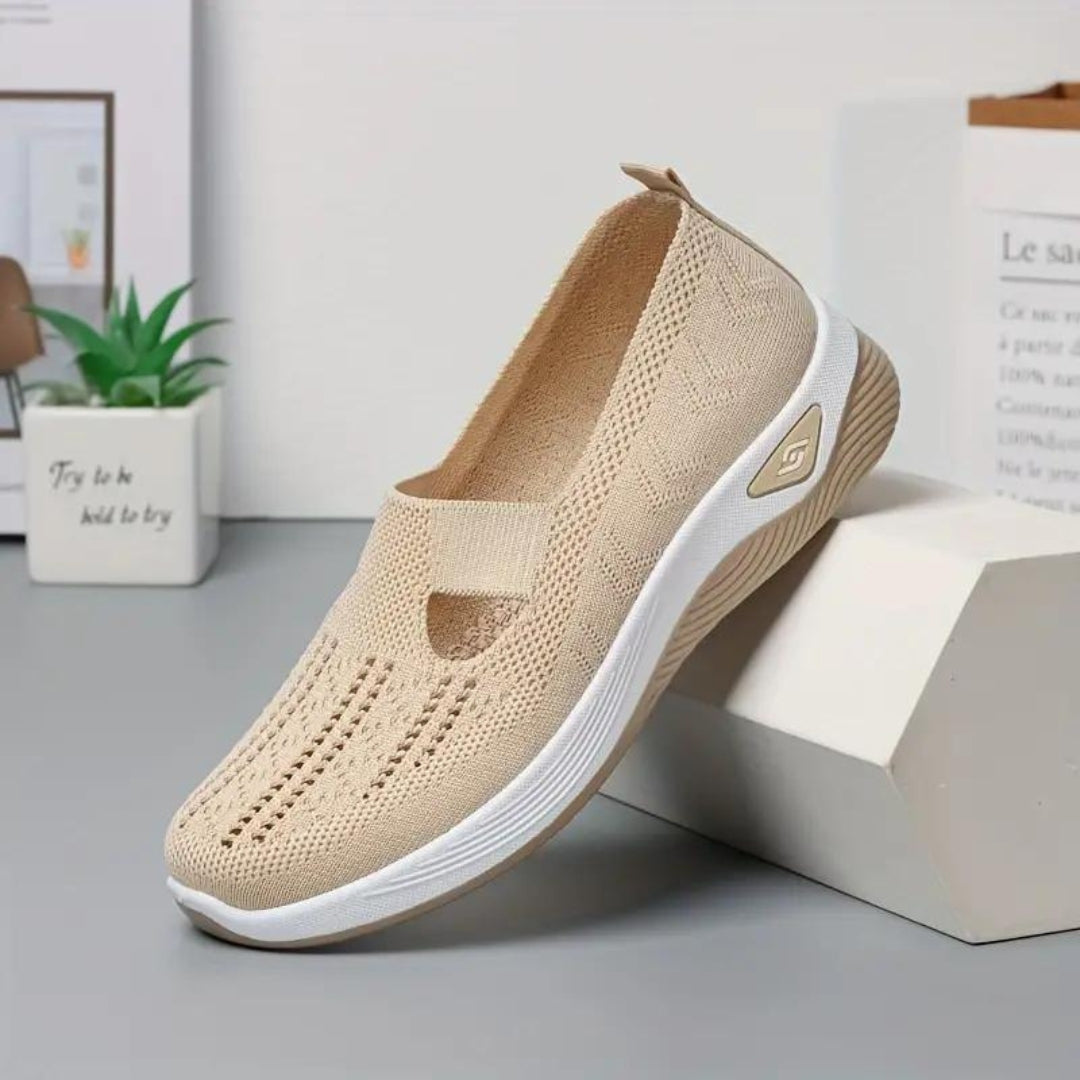 Back view of women's orthopedic shoes highlighting heel stability and padded collar