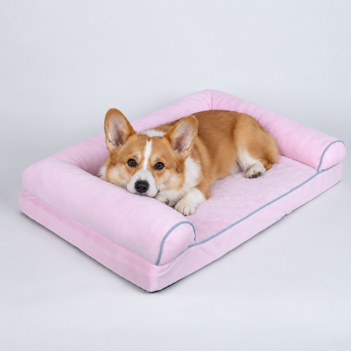 Close-up view of the high-density foam base inside the washable dog bed