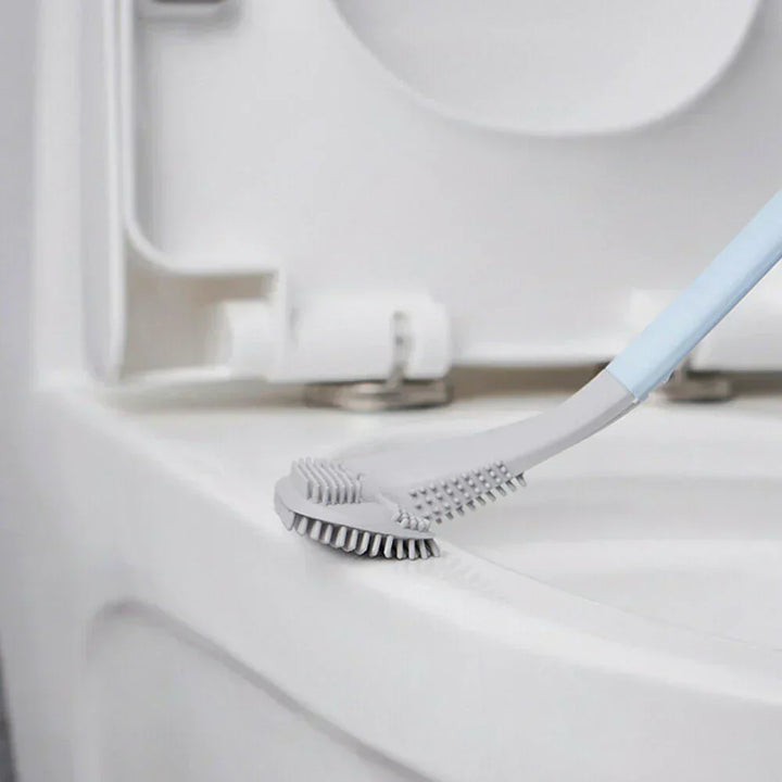 Close up of flexible silicone bristles on the hygienic toilet brush head