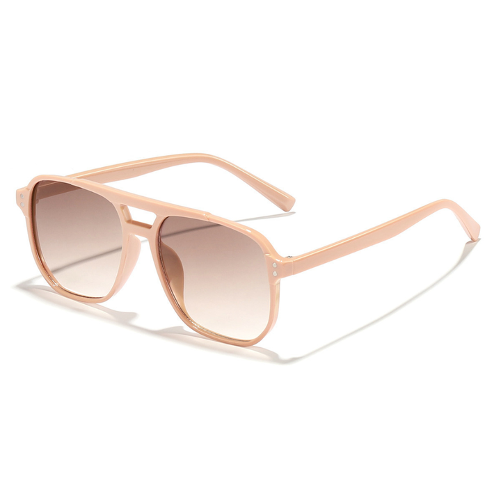 Detailed shot of the temple hinge on retro square sunglasses