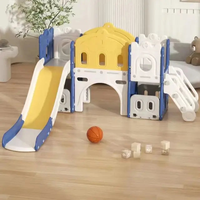 Kids indoor outdoor play set featuring a safe toddler slide