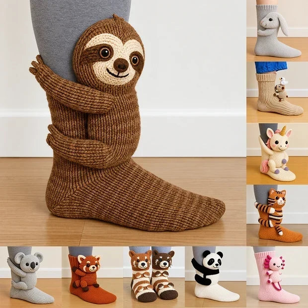 Comfortable sports socks styled with whimsical 3D animal accents for everyday wear