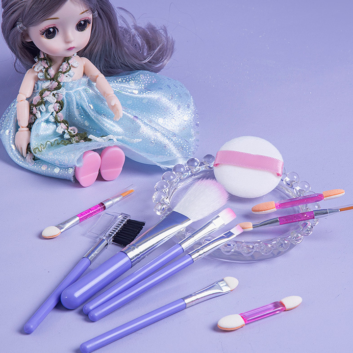 Safe non-toxic kids makeup assortment inside a pink vanity case