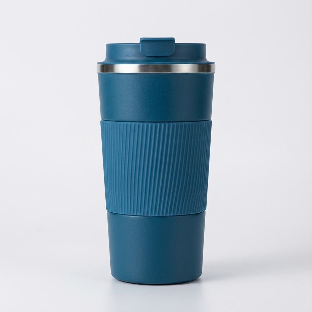 Insulated stainless steel travel mug for hot and cold drinks