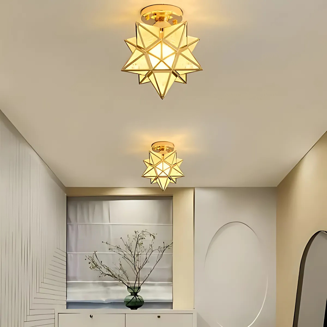 Xelio LED Ceiling Lamp in gold installed in a modern living space