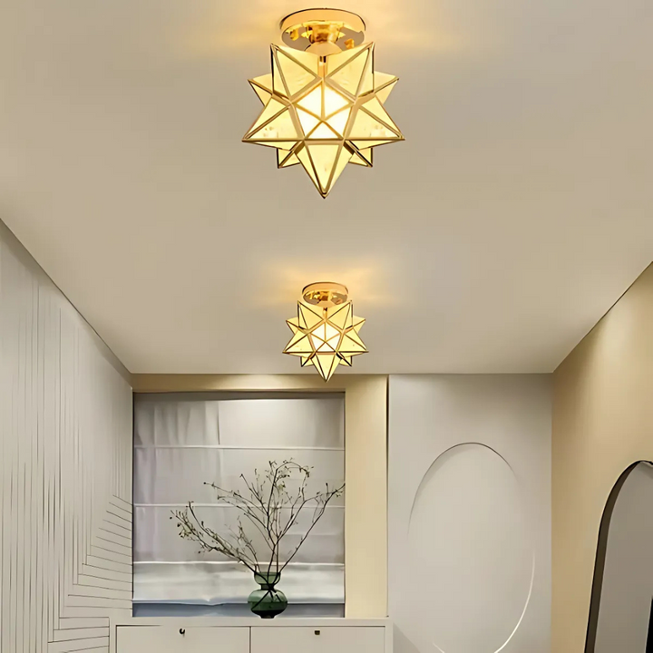 Xelio LED Ceiling Lamp in gold installed in a modern living space